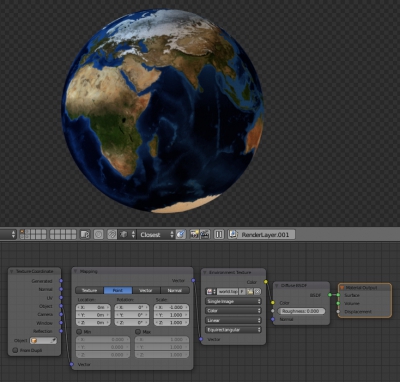 Planet texture mapping with Environment Texture node usage