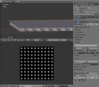 Baking relief from modelled basketball surface piece to displace map