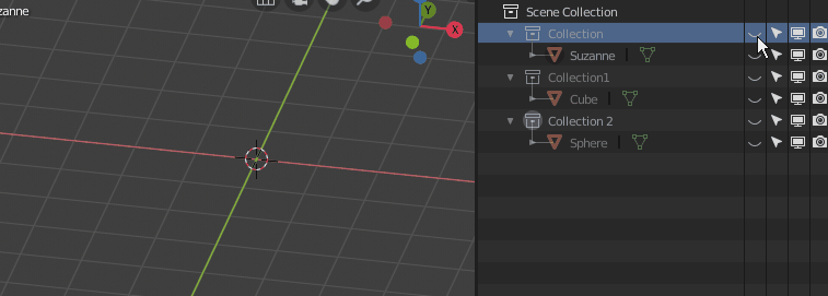 Unchanged Available Turning Showing and hiding collections in Blender 2.8