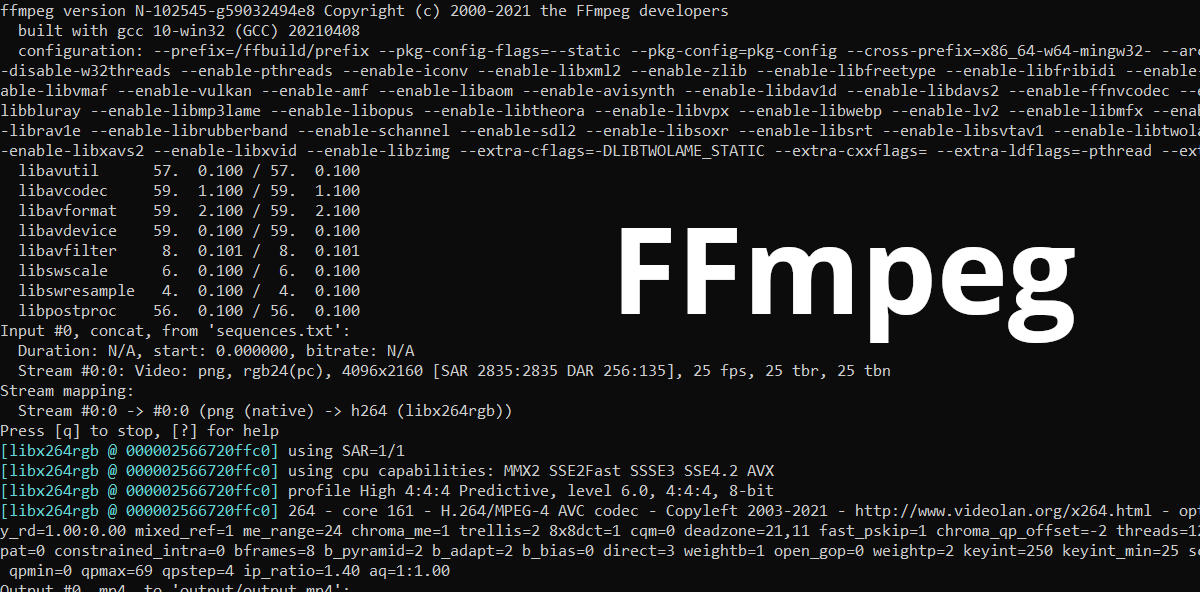 Compiling A Video From A Sequence Of Frames Using The FFmpeg Codec